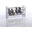 Expandable and Stackable 2-Shelf Metal and Plastic Shoe Rack