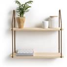 Vinto L65cm Wood & Metal Double Wall Shelf