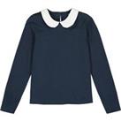 Organic Cotton T-Shirt with Peter Pan Collar and Long Sleeves
