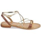 Hirondel Metallic Leather Sandals with Cross-Strap