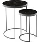 Set of 2 Anaximne Nesting Side Tables in Agate & Metal