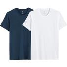 Pack of 2 Cotton Slim Fit T-Shirts with Crew-Neck