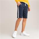 Cotton Mix Bermuda Shorts with Side Stripes