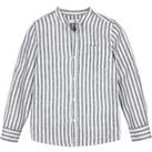 Striped Linen/Cotton Shirt with Mandarin Collar, 3-12 Years