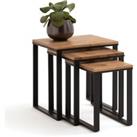 Hiba Solid Oak & Steel Nesting Tables (Set of 3)
