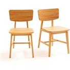 Set of 2 Aya Solid Oak Vintage Style Chairs