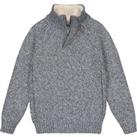 Chunky Knit Cotton Jumper with High Neck and Half Zip