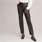 Leather Straight Trousers, Length 26"