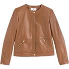 Leather Collarless Jacket