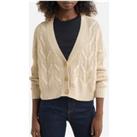 Chunky Knit Cropped Cardigan in Cotton Mix with V-Neck