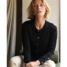 Merino Wool Mix Cardigan in Fine Knit with Crew Neck