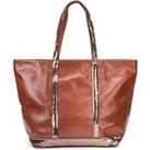 Leather Large Tote Bag with Sequin Trim