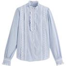 Les Signatures - Ruffled Blouse in Striped Organic Cotton