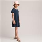 Cotton Dress with Short Puff Sleeves