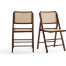 Set of 2 Rivia Beech & Cane Folding Chairs