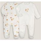 Pack of 2 Velour Sleepsuits in Cotton Mix