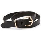 Leather Belt with Gold-Tone Buckle