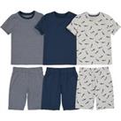 Pack of 3 Short Pyjamas in Shark Print Cotton