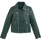 Recycled Cropped Biker Jacket in Faux Leather
