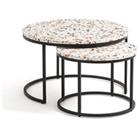Set of 2 Herv Terrazzo and Metal Round Nesting Tables