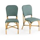 Set of 2 Musette Woven Rattan Bistro Chairs