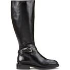 Leather Riding Boots with Flat Heel