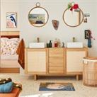 Arty 145cm Long Oak and Cane Double Bathroom Vanity Unit