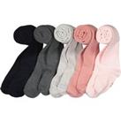 Pack of 5 Plain Tights in Cotton Mix