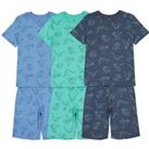 Pack of 3 Short Pyjamas in Dinosaur Print Cotton