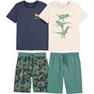 Pack of 2 Short Pyjamas in Cotton with Dinosaur Print
