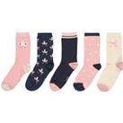 Pack of 5 Pairs of Socks in Unicorn Print Cotton Mix