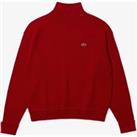 Embroidered Logo Jumper in Plain Wool with High Neck