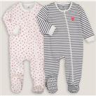 Pack of 2 Sleepsuits in Printed Cotton