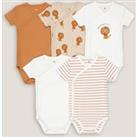 Pack of 5 Newborn Bodysuits in Cotton with Short Sleeves