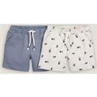 Pack of 2 Fleece Shorts in Cotton