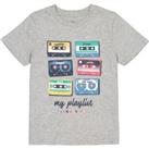 Cassette Print Cotton T-Shirt with Crew Neck
