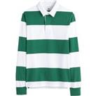 Striped Cotton Polo Shirt with Long Sleeves