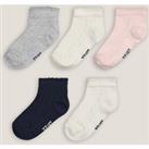 Pack of 5 Pairs of Socks in Organic Cotton Mix with Pointelle Detail