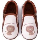 Kids Lion Print Slippers with Zip Fastening