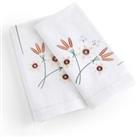 Set of 2 Martha Embroidered Floral Cotton and Linen Napkins