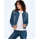 Denim Cropped Buttoned Jacket