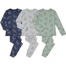 Pack of 3 Pyjamas in Dinosaur Print Cotton