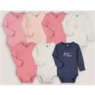 Pack of 7 Newborn Bodysuits in Cotton with Long Sleeves