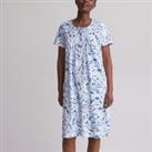 Abstract Print Cotton Nightdress with Short Sleeves