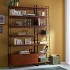 Watford 220cm High Steel and Walnut 7-Shelf Bookcase