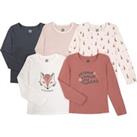 Pack of 5 T-Shirts in Cotton with Long Sleeves