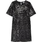 Sequin Shift Dress with Short Sleeves