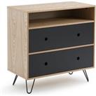 Cleon Wood and Metal Chest of 2 Drawers