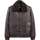 Smooth Leather Aviator Jacket with Borg Collar
