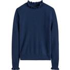 Cashmere/Wool Jumper with High Ruffled Neck